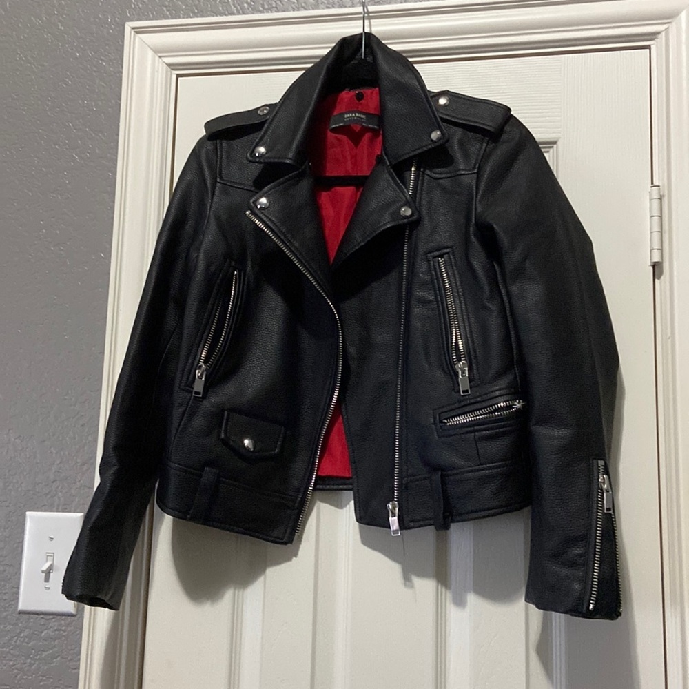 Zara Womens Small Black Leather Jacket